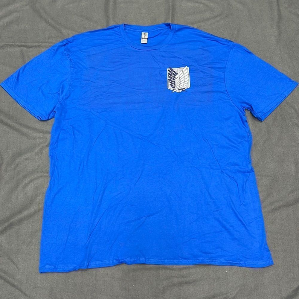 Attack On Titan Season 2 Blue Anime Short Sleeve Graphic Tee Size 2XL